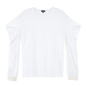 Clu white cotton statement sleeve casual shirt